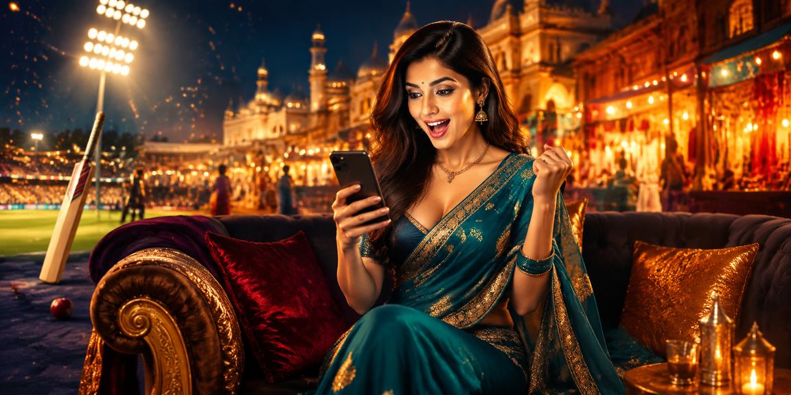 Indian player registering on mobile device with traditional attire