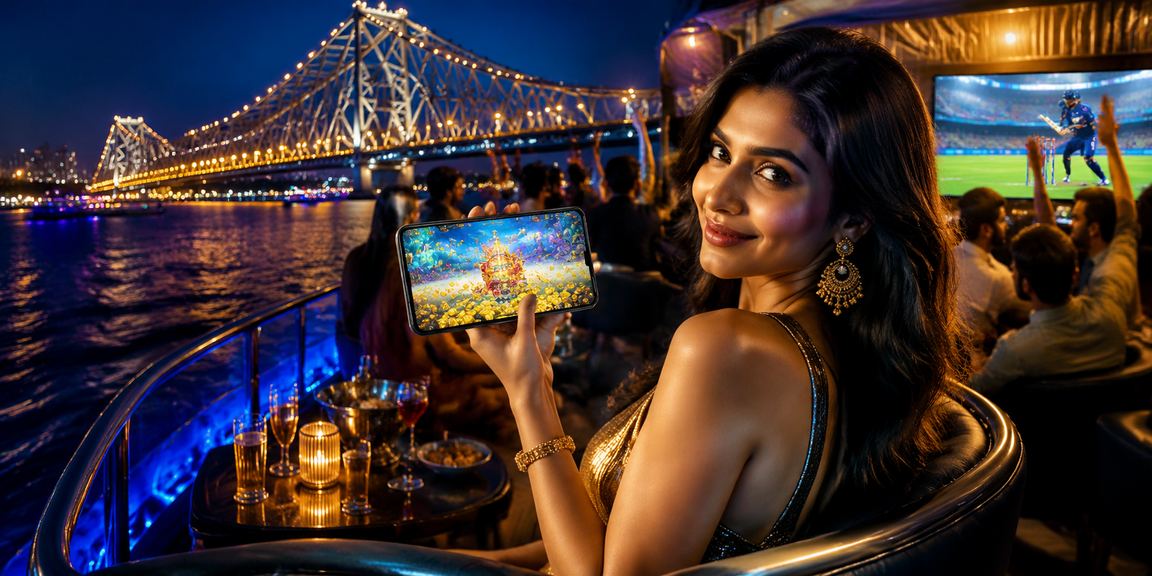 Cricket betting with blue and gold theme in Kolkata